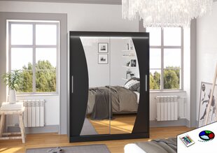 Skapis ar LED apgaismojumu ADRK Furniture Modesto, melns цена и информация | Шкафы | 220.lv