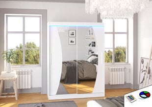 Skapis ar LED apgaismojumu ADRK Furniture Modesto, balts цена и информация | Шкафы | 220.lv