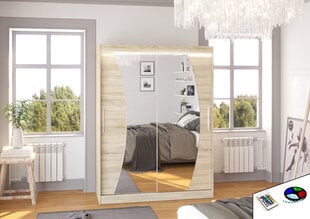Skapis ar LED apgaismojumu ADRK Furniture Modesto, ozola krāsas цена и информация | Шкафы | 220.lv