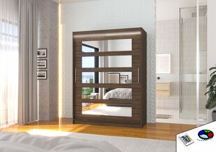 Skapis ar LED apgaismojumu ADRK Furniture Murani, tumši brūns цена и информация | Шкафы | 220.lv