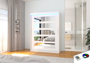 Skapis ar LED apgaismojumu ADRK Furniture Murani, balts cena un informācija | Skapji | 220.lv
