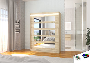 Skapis ar LED apgaismojumu ADRK Furniture Murani, ozola krāsas цена и информация | Шкафы | 220.lv