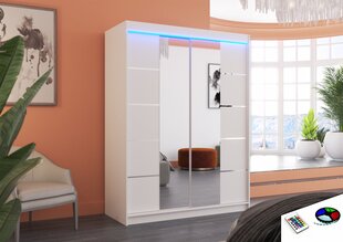 Skapis ar LED apgaismojumu ADRK Furniture Nordic, balts cena un informācija | Skapji | 220.lv