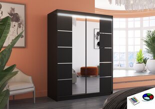 Skapis ar LED apgaismojumu ADRK Furniture Nordic, melns цена и информация | Шкафы | 220.lv