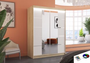 Skapis ar LED apgaismojumu ADRK Furniture Nordic, ozola krāsas/balts цена и информация | Шкафы | 220.lv