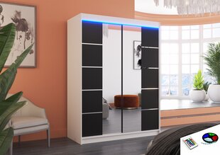 Skapis ar LED apgaismojumu ADRK Furniture Nordic, balts/melns cena un informācija | Skapji | 220.lv