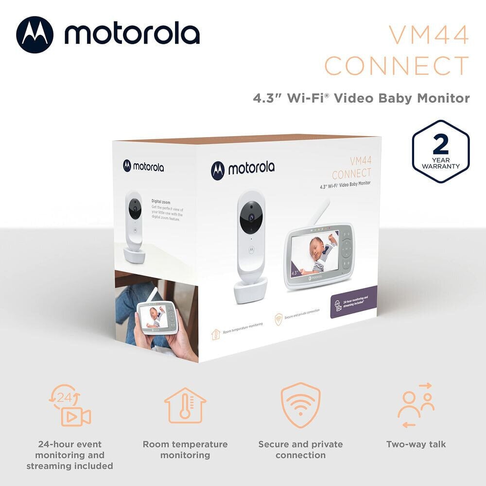 Bērna Novērotājs Motorola VM44 4,3" HD WIFI cena un informācija | Radio un video aukles | 220.lv