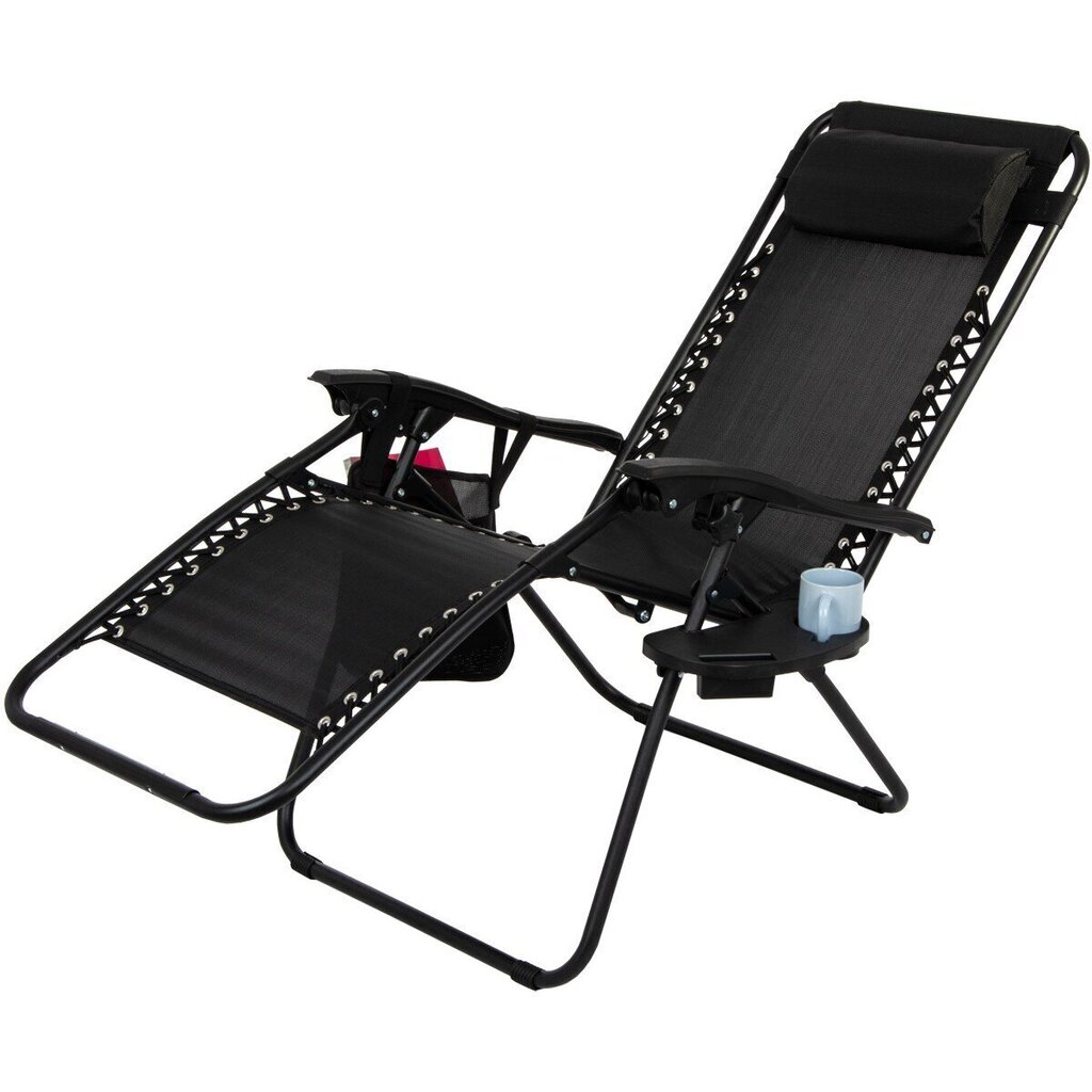 Salokāms krēsls-gulta Saska Garden, melns цена и информация | Sauļošanās krēsli | 220.lv