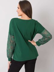 Женская блуза с декоративными рукавами RUE PARIS, темно-зеленая  цена и информация | Женские блузки, рубашки | 220.lv