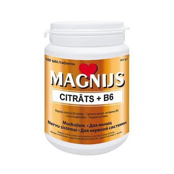 Magnija citrāts + B6 tab. N100 cena un informācija | Vitamīni, preparāti, uztura bagātinātāji labsajūtai | 220.lv