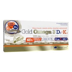 Капсулы OLIMP LABS GOLD OMEGA 3 D3 + K2, 30 шт. цена и информация | Витамины, пищевые добавки, препараты для хорошего самочувствия | 220.lv