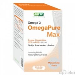 OmegaPure Max 1250mg kaps. N60 цена и информация | Первая помощь | 220.lv