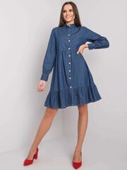 Женское темно-синее платье с оборкой цена и информация | Платья | 220.lv