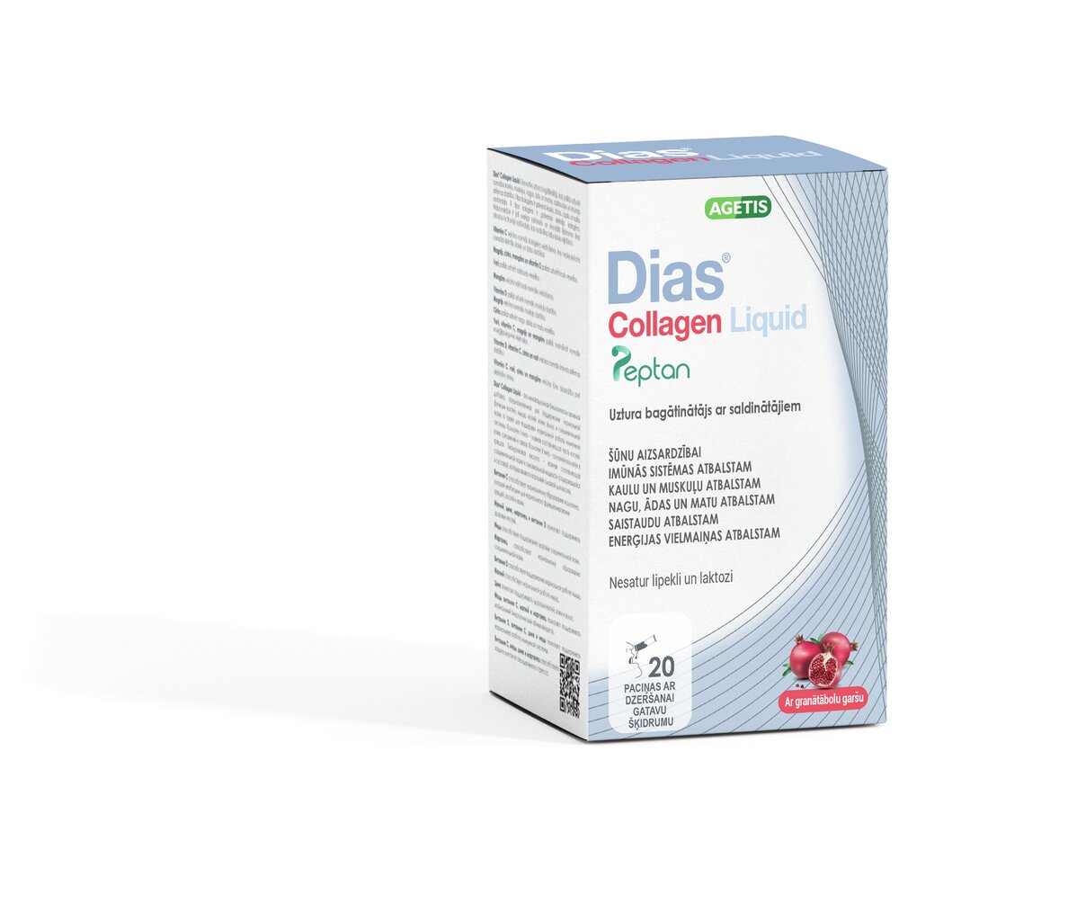 Dias Collagen Liquid ar granātābolu aromātu N20, 20 pac. цена и информация | Vitamīni, preparāti, uztura bagātinātāji labsajūtai | 220.lv