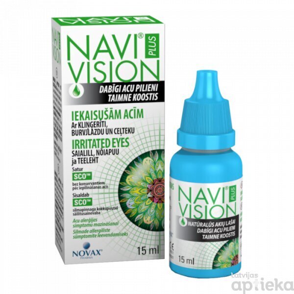 NaviVision Plus Irritated pilieni iekaisušām acīm 15ml cena un informācija | Pirmā palīdzība | 220.lv