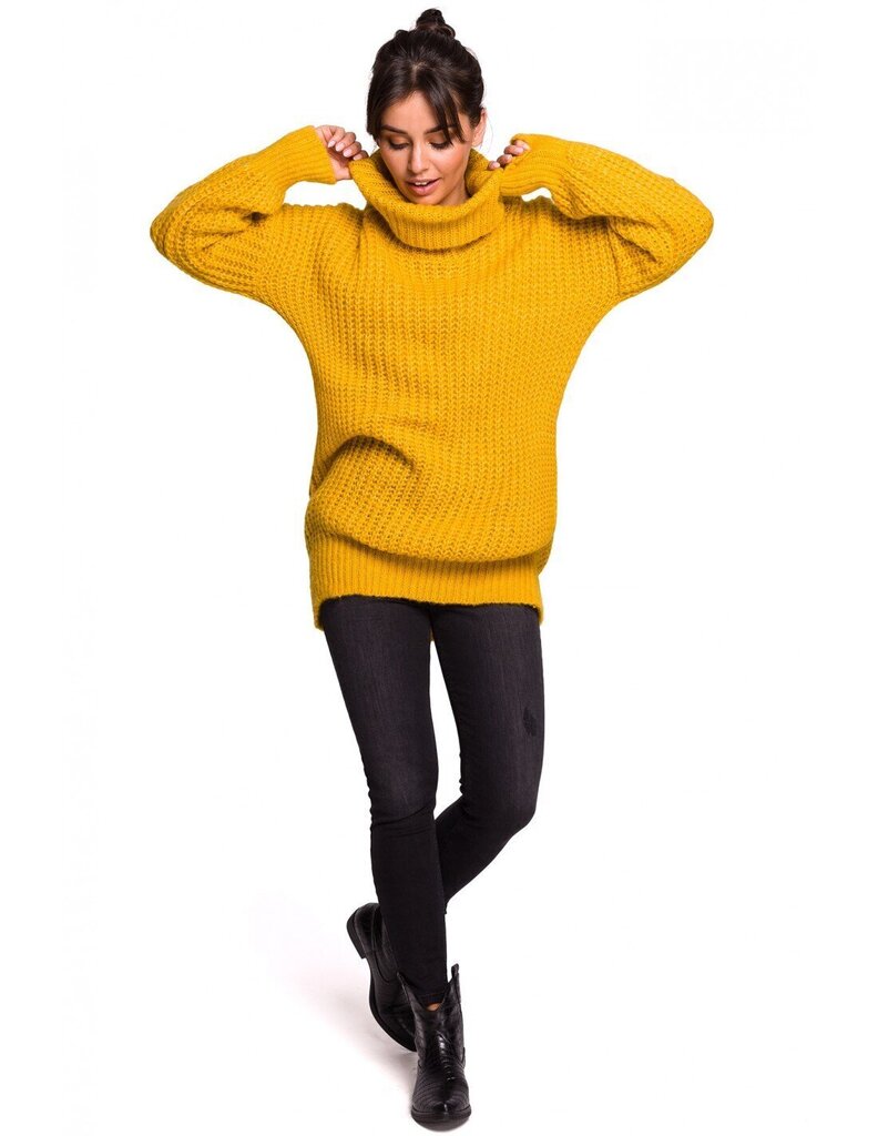 Džemperis sievietēm ar augstu kaklu BK030 - dzeltens cena un informācija | Sieviešu džemperi | 220.lv