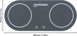 Bezvadu induktīvais lādētājs Manhattan (2 x 15 W) su 30 W Dual Qi™ barošanas avots ar maiņstrāvas adapteri cena un informācija | Manhattan Mobilie telefoni, planšetdatori, Foto | 220.lv