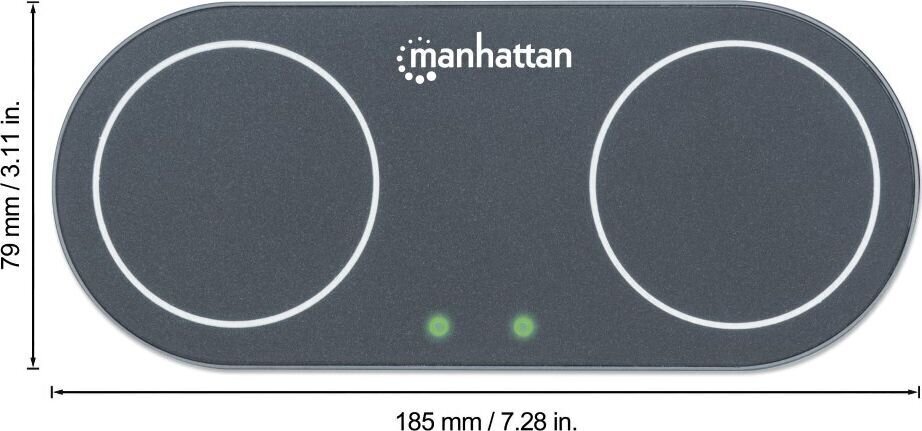 Bezvadu induktīvais lādētājs Manhattan (2 x 15 W) su 30 W Dual Qi™ barošanas avots ar maiņstrāvas adapteri цена и информация | Lādētāji un adapteri | 220.lv