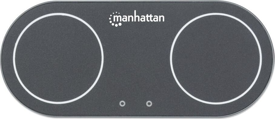 Bezvadu induktīvais lādētājs Manhattan (2 x 15 W) su 30 W Dual Qi™ barošanas avots ar maiņstrāvas adapteri cena un informācija | Lādētāji un adapteri | 220.lv