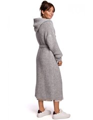 Sieviešu garā jaka BK054 ar kapuci un jostu - pelēka cena un informācija | Sieviešu džemperi | 220.lv