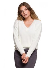 Džemperis sievietēm BK075 ar V-veida kakla izgriezumu - balts cena un informācija | BeKnit Apģērbi, apavi, aksesuāri | 220.lv