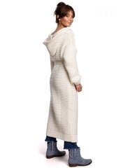 Garā jaka sievietēm BK054 ar kapuci un jostu - balta cena un informācija | Sieviešu džemperi | 220.lv