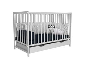 Bērnu gultiņa ar atvilktni Bobas Magda, 120x60 cm, balta цена и информация | Детские кроватки | 220.lv