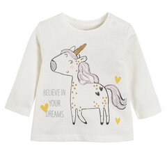 Cool Club krekls ar garām piedurknēm meitenēm, CCG2400563, balts cena un informācija | Krekli jaundzimušajiem | 220.lv
