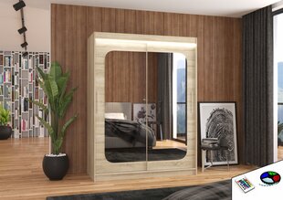 Skapis ar LED apgaismojumu ADRK Furniture Permo, ozola krāsas цена и информация | Шкафы | 220.lv