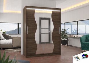 Skapis ar LED apgaismojumu ADRK Furniture Renzo, tumši brūns цена и информация | Шкафы | 220.lv