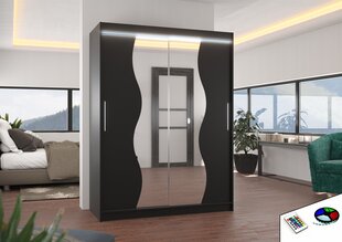 Skapis ar LED apgaismojumu ADRK Furniture Renzo, melns цена и информация | Шкафы | 220.lv