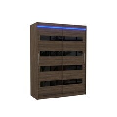 Skapis ar LED apgaismojumu ADRK Furniture Martinez, tumši brūns/melns цена и информация | Шкафы | 220.lv