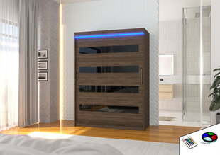 Skapis ar LED apgaismojumu ADRK Furniture Martinez, tumši brūns/melns цена и информация | Шкафы | 220.lv