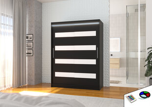 Skapis ar LED apgaismojumu ADRK Furniture Martinez, melns/balts cena un informācija | Skapji | 220.lv