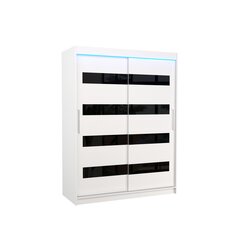 Skapis ar LED apgaismojumu ADRK Furniture Martinez, balts/melns цена и информация | Шкафы | 220.lv