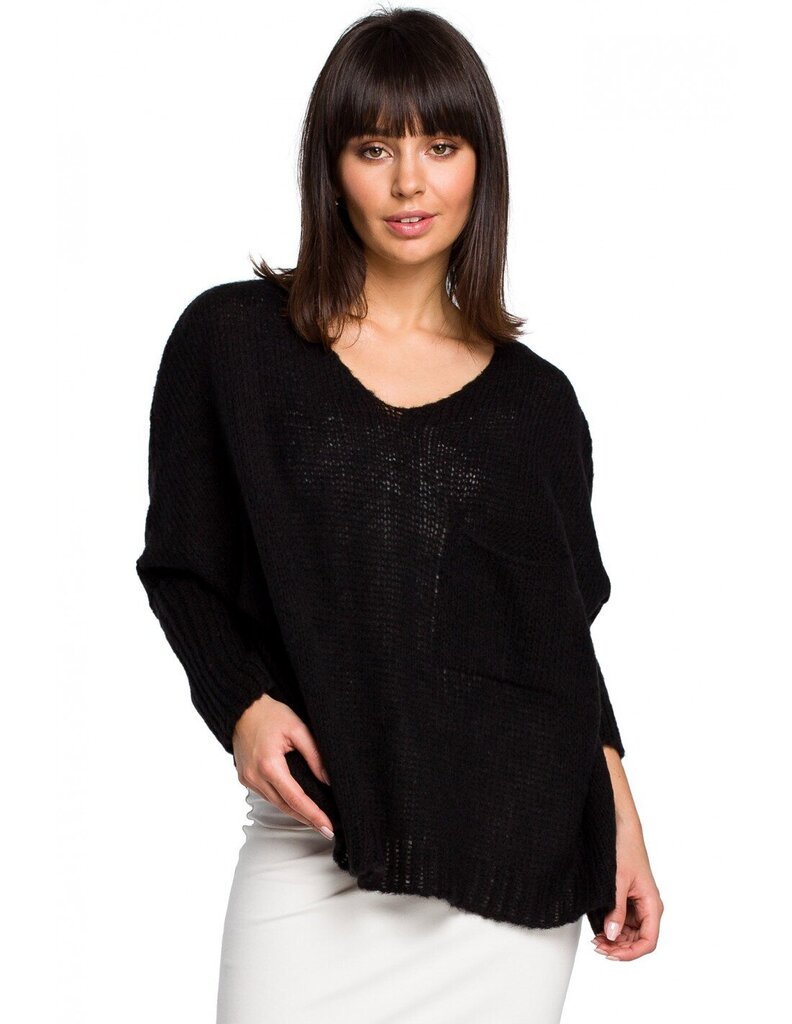 Brīvs džemperis sievietēm BK018 ar kabatu- melns цена и информация | Sieviešu džemperi | 220.lv