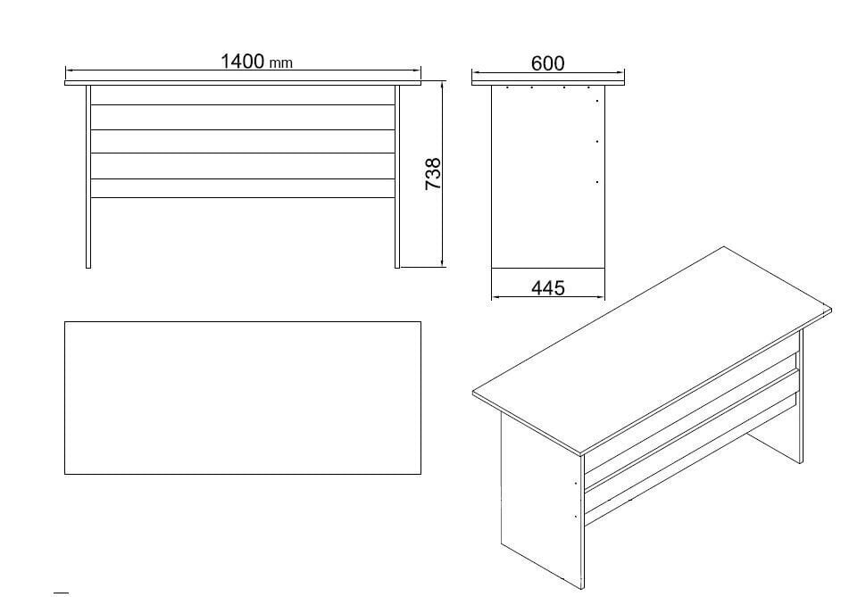 Mēbeļu komplekts Kalune Design VO16, balts цена и информация | Datorgaldi, rakstāmgaldi, biroja galdi | 220.lv