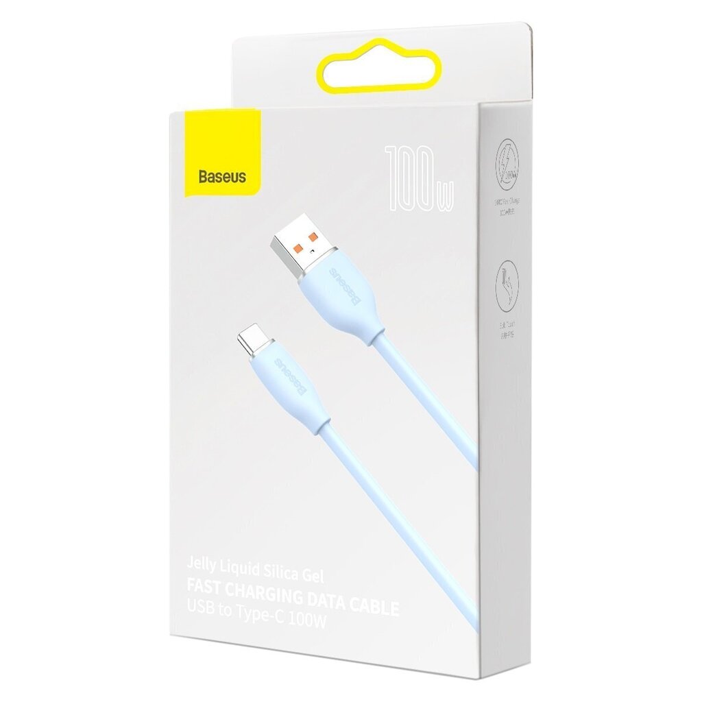 Baseus cable, USB cable - USB Type C 100W 2 m long Jelly Liquid Silica Gel - blue цена и информация | Savienotājkabeļi | 220.lv