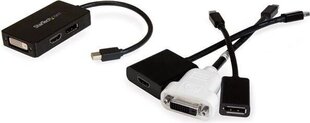 Adapteris StarTech MDP2DPDVHD Travel A/V 3-in-1 Mini DisplayPort to DisplayPort DVI HDMI цена и информация | Адаптеры и USB разветвители | 220.lv