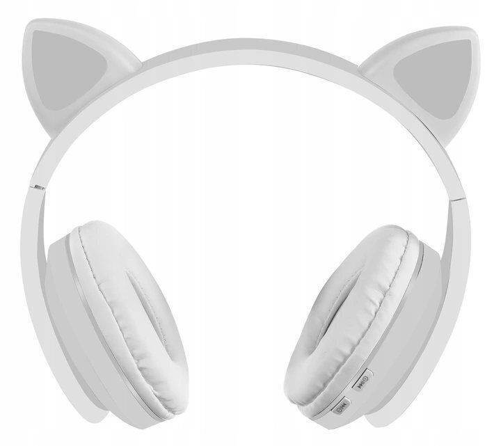 Baltās bezvadu austiņas ar spīdīgajām kaķu ausīm bērniem ar Bluetooth. cena un informācija | Austiņas | 220.lv