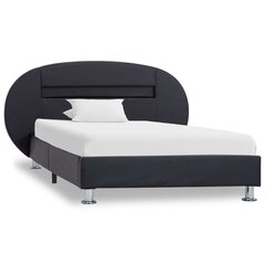 vidaXL gultas rāmis ar LED, melns, 90x200 cm, mākslīgā āda цена и информация | Кровати | 220.lv