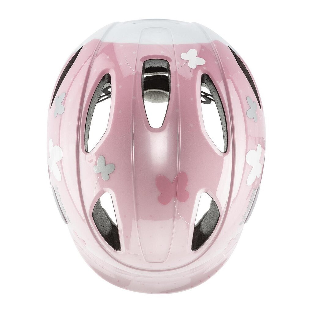 Bērnu velosipēdistu ķivere Uvex Oyo Style Butterfly pink, balta/rozā цена и информация | Ķiveres | 220.lv