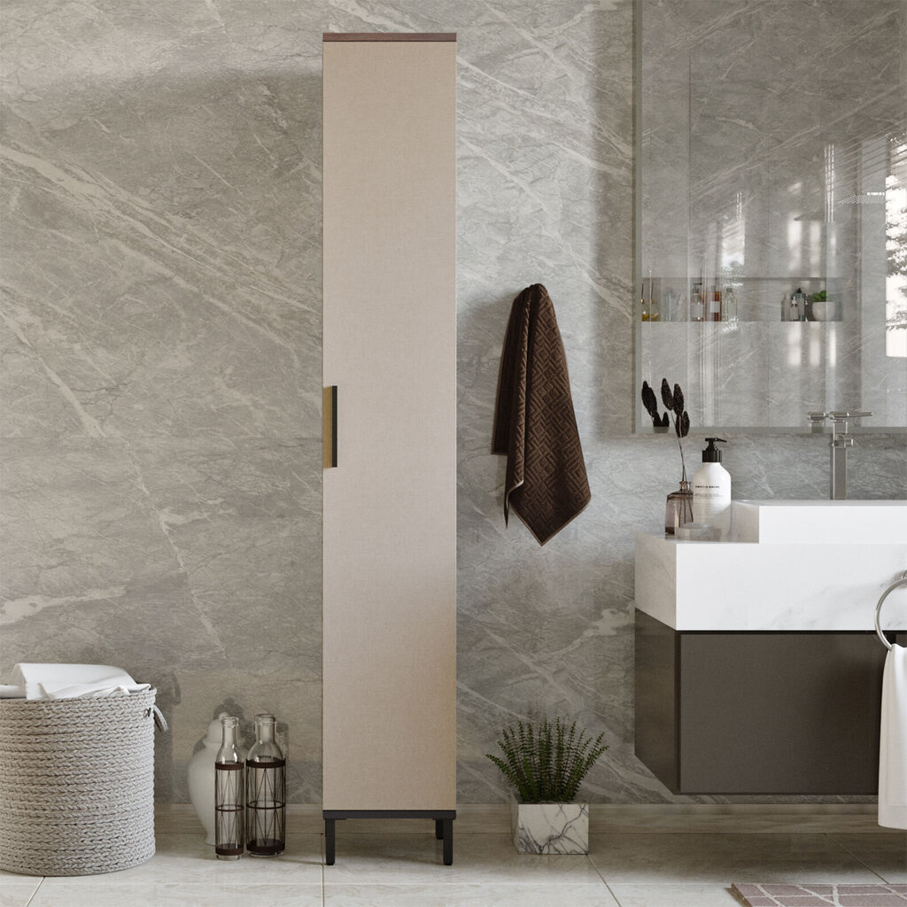 Augsts vannas istabas skapītis Kalune Design VE3, brūns cena un informācija | Vannas istabas skapīši | 220.lv
