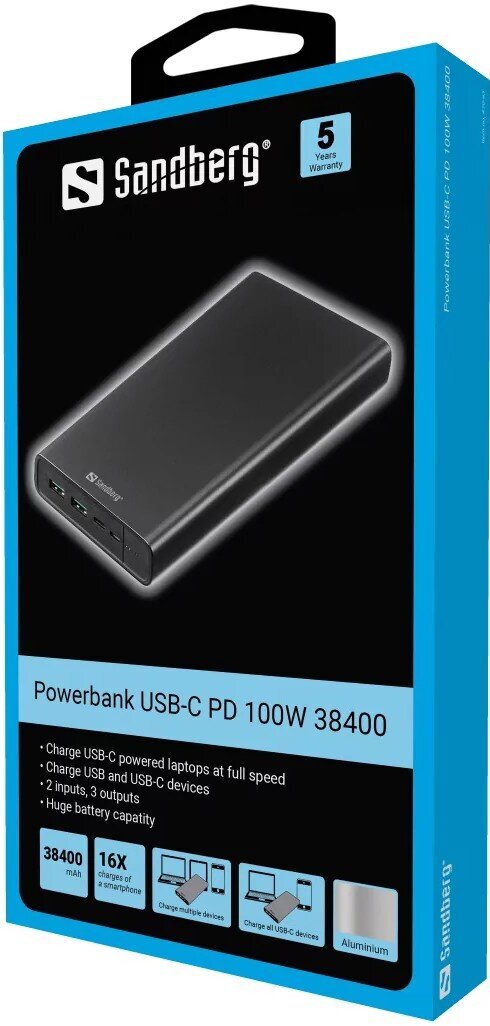 Power bank Sandberg 420-63, 38400 mAh cena | 220.lv