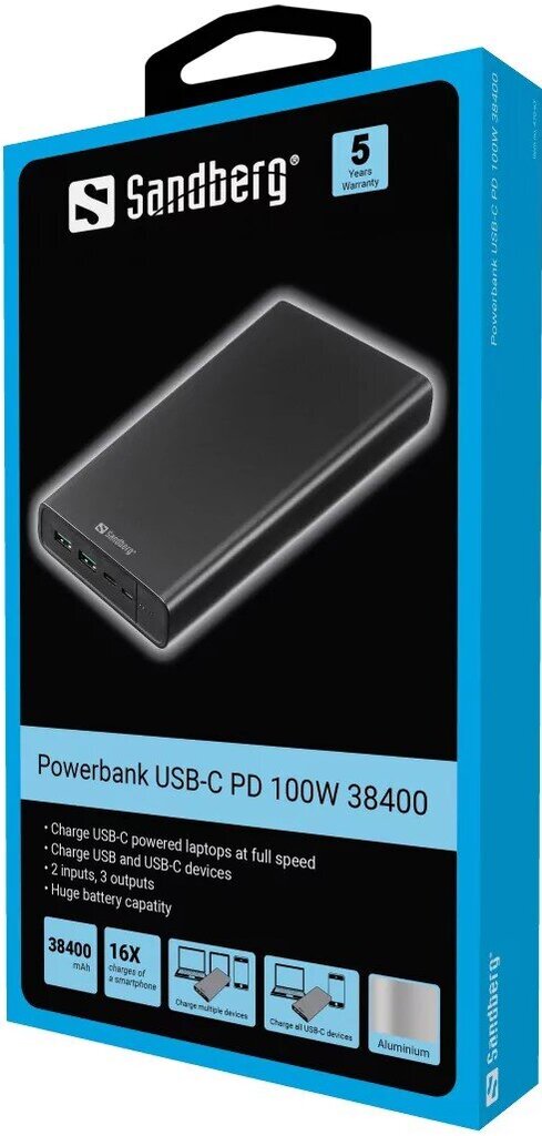 Sandberg 420-63, 38400 mAh cena un informācija | Lādētāji-akumulatori (Power bank) | 220.lv