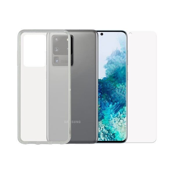 Mobilā telefona ekrāna aizsargplēve no rūdīta stikla + vāciņš Samsung Galaxy S20 Ultra mobilajam telefonam, caurspīdīgs cena un informācija | Telefonu vāciņi, maciņi | 220.lv