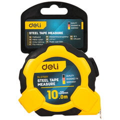 Mērlente Deli Tools EDL3799Y, 10m/25mm cena un informācija | Rokas instrumenti | 220.lv