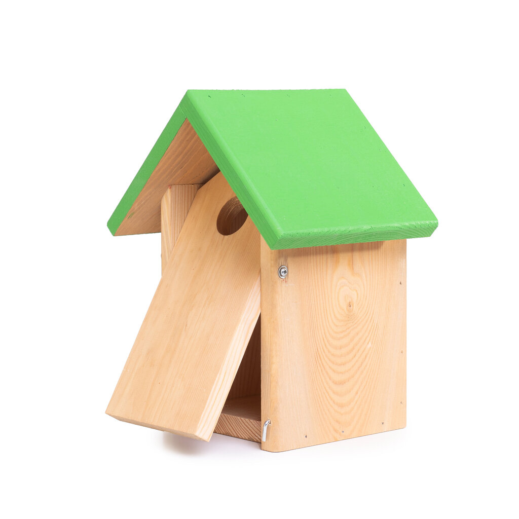 Putnu būrītis mazajiem putniem, 19,5 x 16 x 25,5 H, ar salātzaļas krāsas jumtu cena un informācija | Putnu būri un barotavas | 220.lv