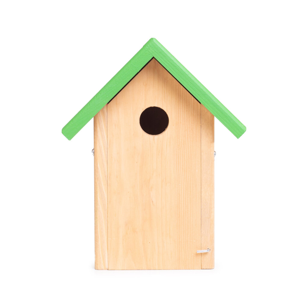Putnu būrītis mazajiem putniem, 19,5 x 16 x 25,5 H, ar salātzaļas krāsas jumtu cena un informācija | Putnu būri un barotavas | 220.lv
