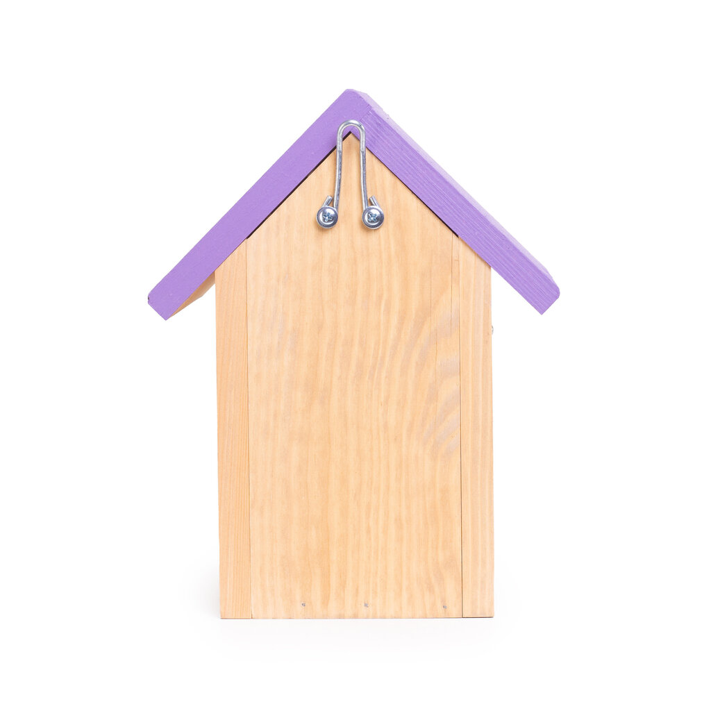 Putnu būrītis mazajiem putniem, 19,5 x 16 x 25,5 H, ar ceriņu krāsas jumtu cena un informācija | Putnu būri un barotavas | 220.lv